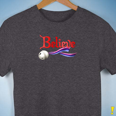 Believe Omnisexial Pride Flag Jingle Bell Premium Unisex T-Shirt - Dark Grey Heather